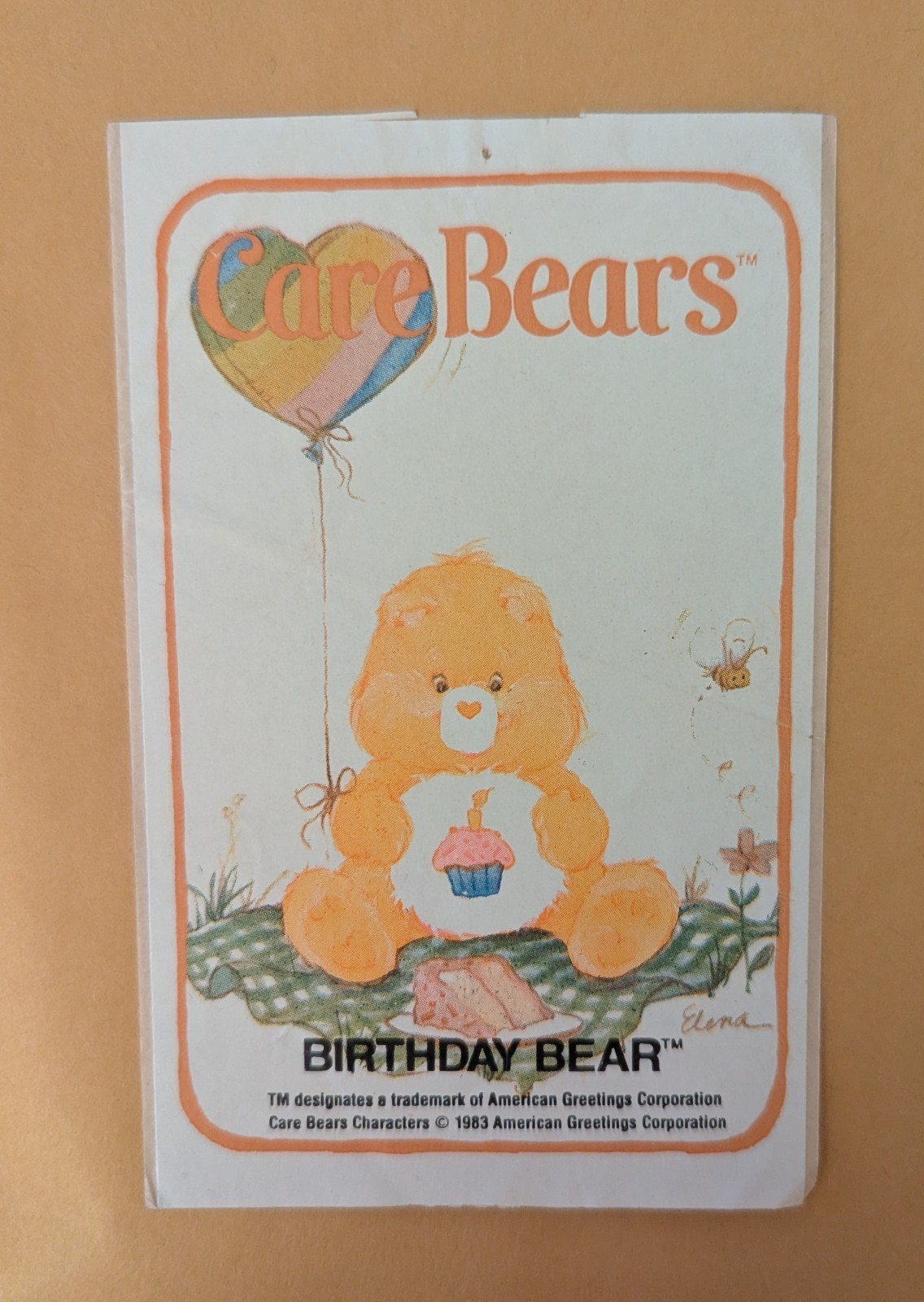 VTG 1983 unused Care Bear Sticker, \