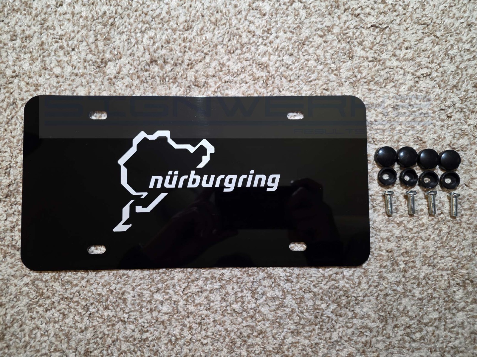 Nurburgring Silver Laser Engraved Aluminum vanity plate