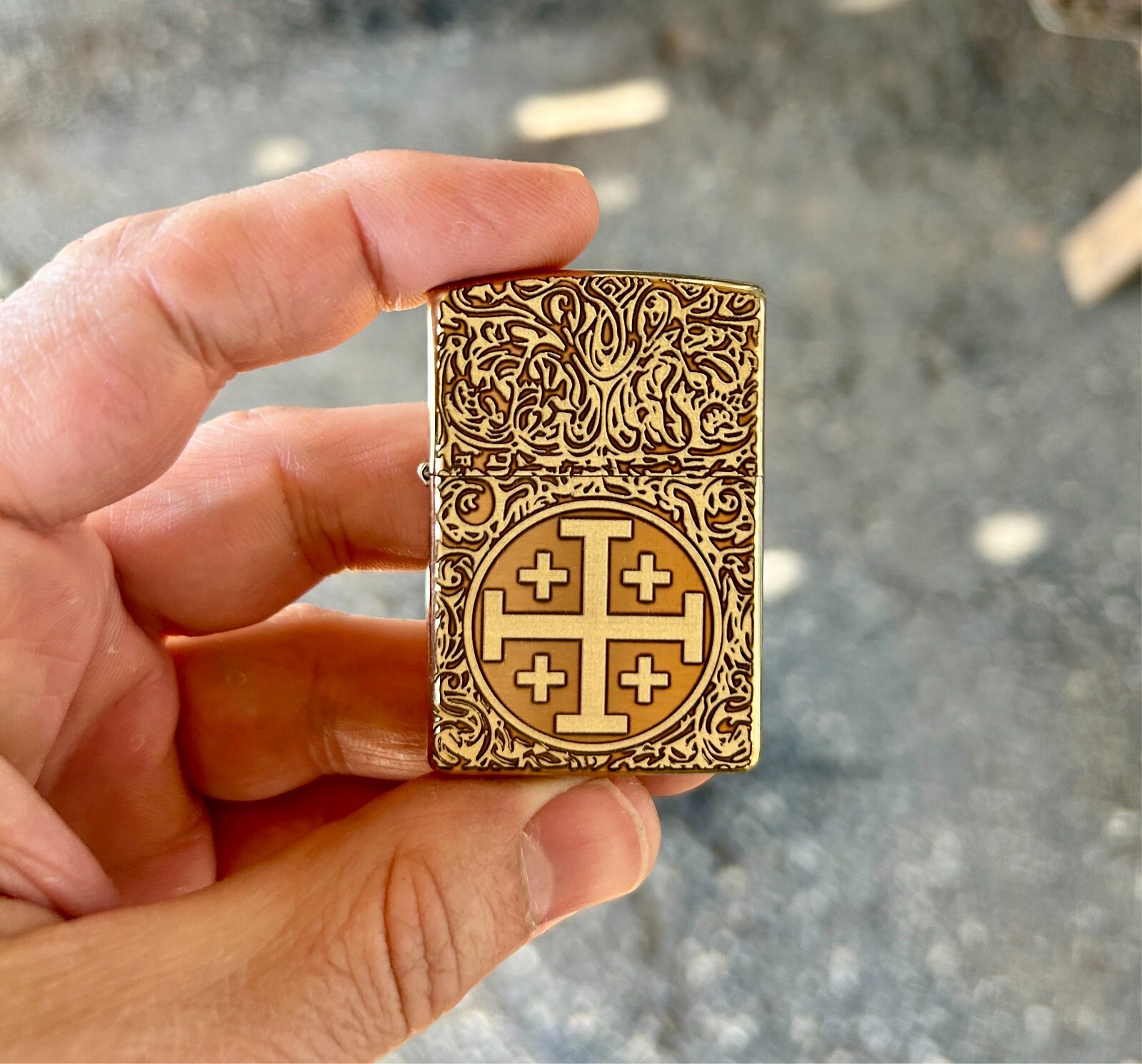 Jerusalem Cross Brass Custom Zippo Lighter | Solid Brass Zippo | Made In USA Jerusalem Cross Brass Custom Zippo Lighter | Solid Brass Zippo | Made In USA