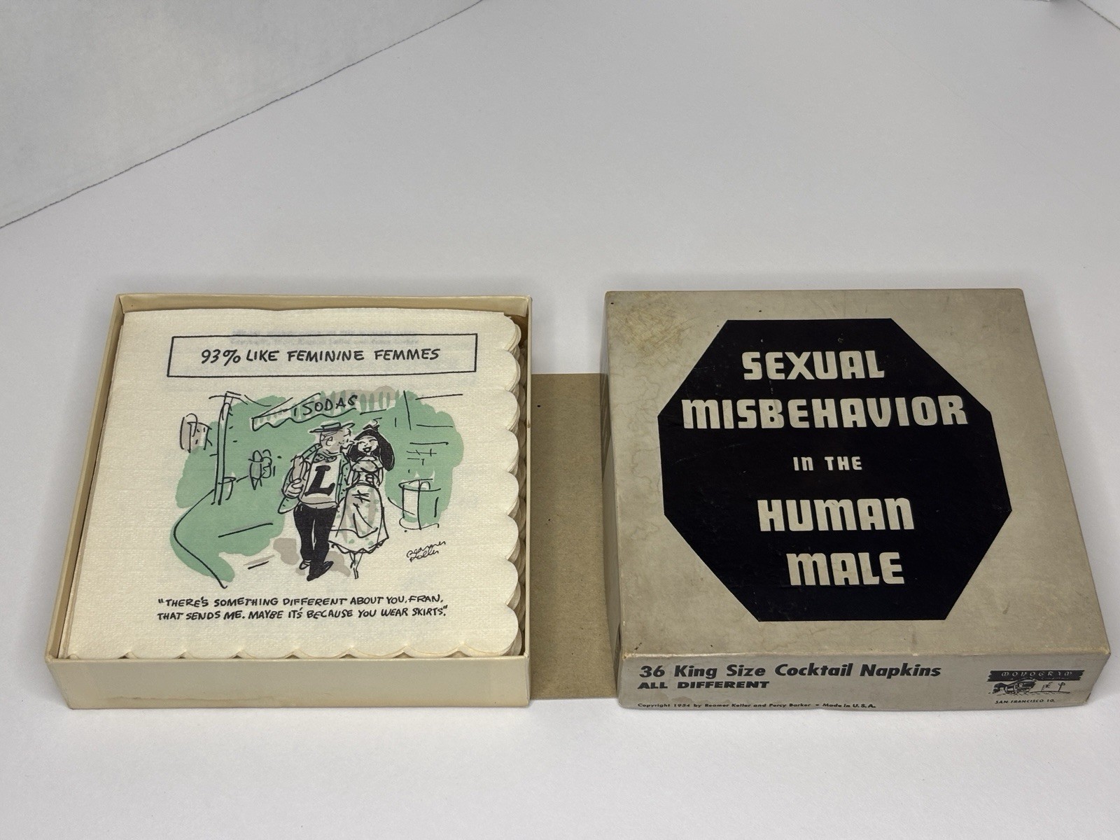 Sexual Misbehavior In The Human Male, Vintage 1954 Cocktail Napkins, Funny Humor