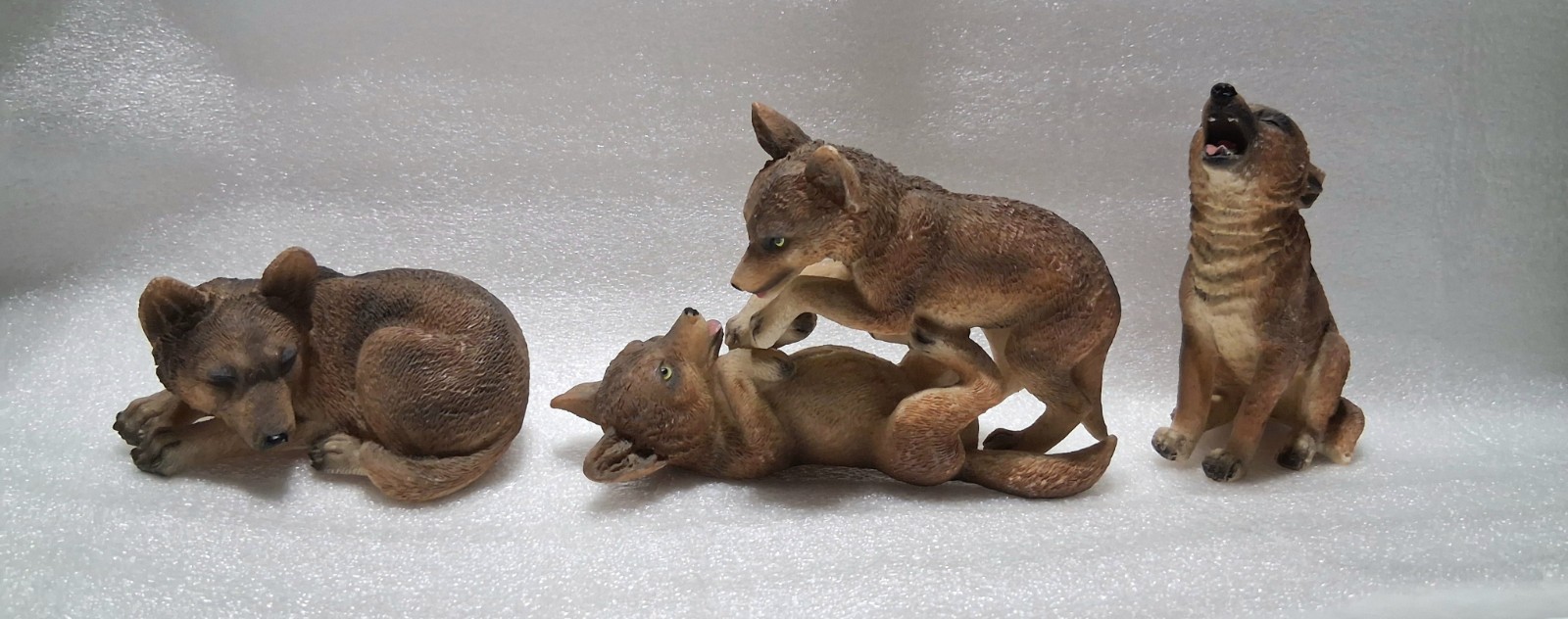 Vintage Wolf Cubs Figurine Set Lot of 3 Play Howl Sleep Resin Vintage Wolf Cubs Figurine Set Lot of 3 Play Howl Sleep Resin