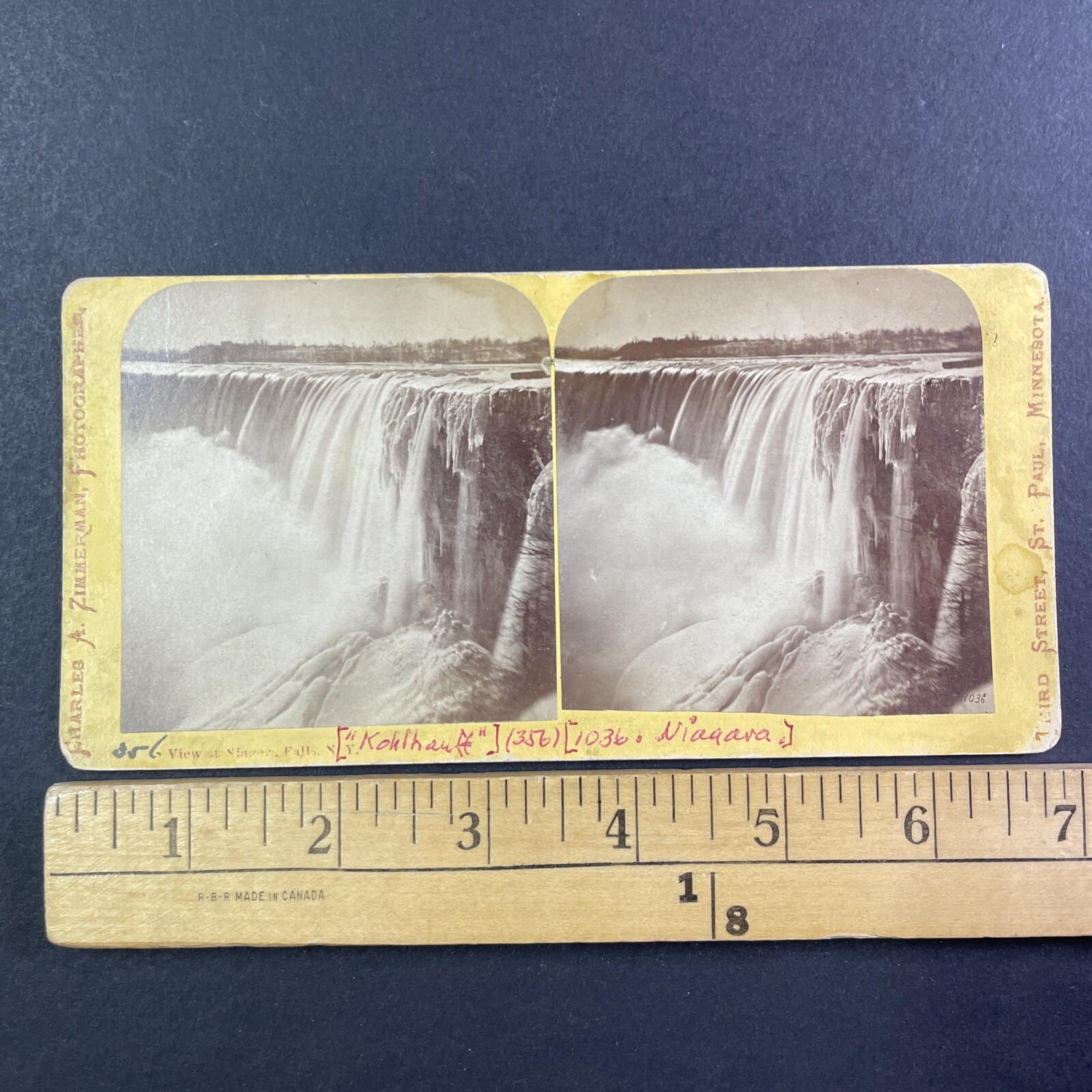 Niagara Falls Stereoview Charles A. Zimmerman St. Paul Minnesota 1870s Winter