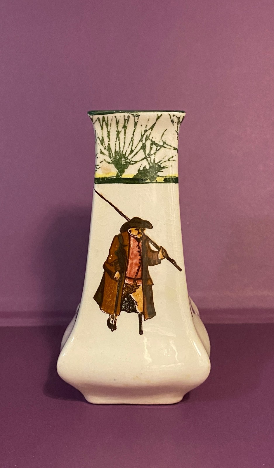 Rare Antique Royal Doulton CJ Noke Painted Vase with Fishing Theme