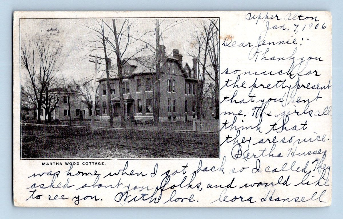 1906. MARTHA WOOD COTTAGE. UPPER ALTON, ILL.  POSTCARD