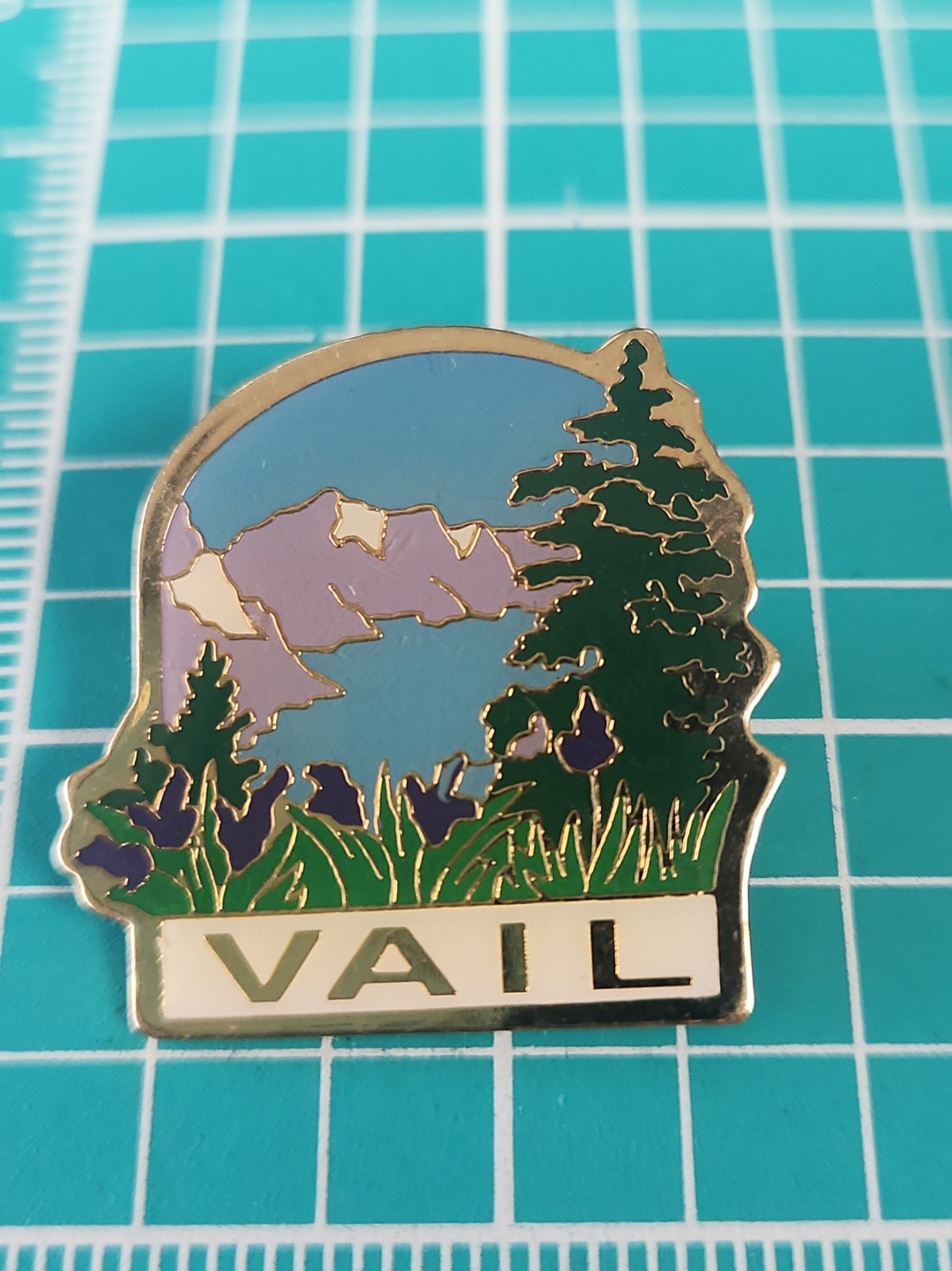 Vtg Vail Colorado Souvenir Gold Tone Lapel Pin