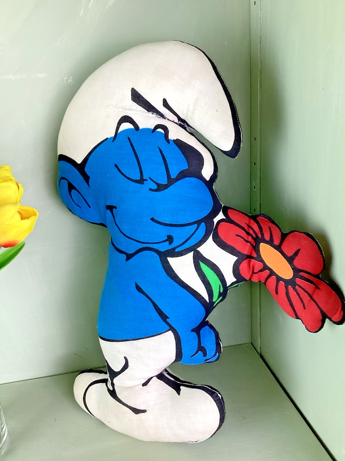 Vintage 1970s SMURFS Peyo SEPP Stuffed Cloth Pillow 18”