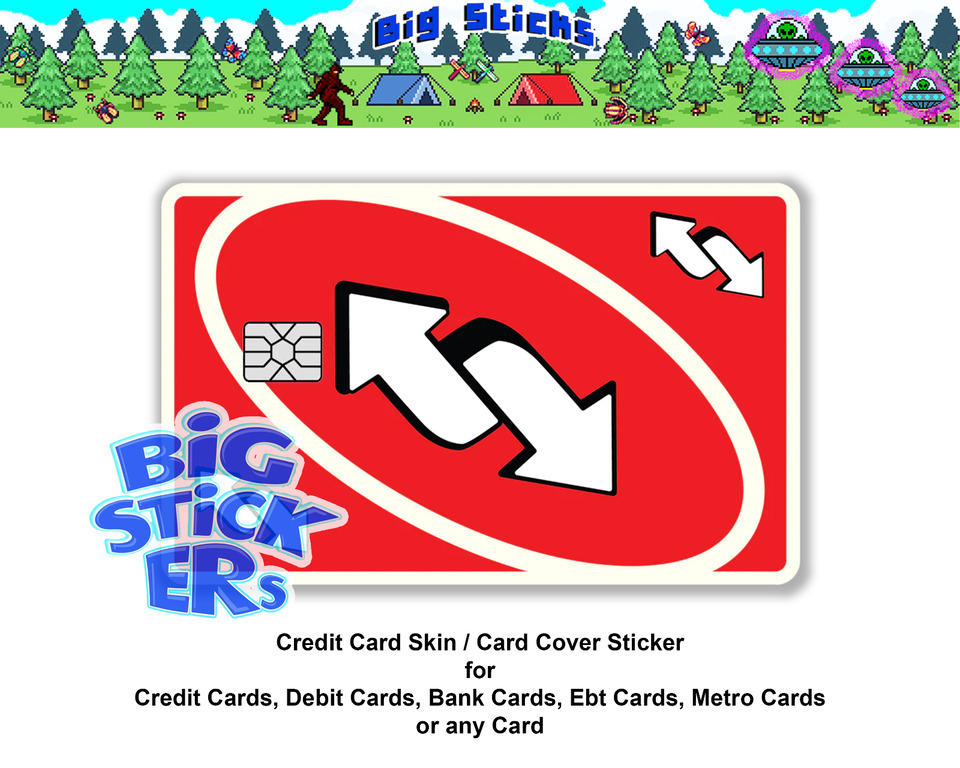 Uno Reverse/Draw 4 Card Credit Card SMART Sticker Skin Decal, Card Wrap
