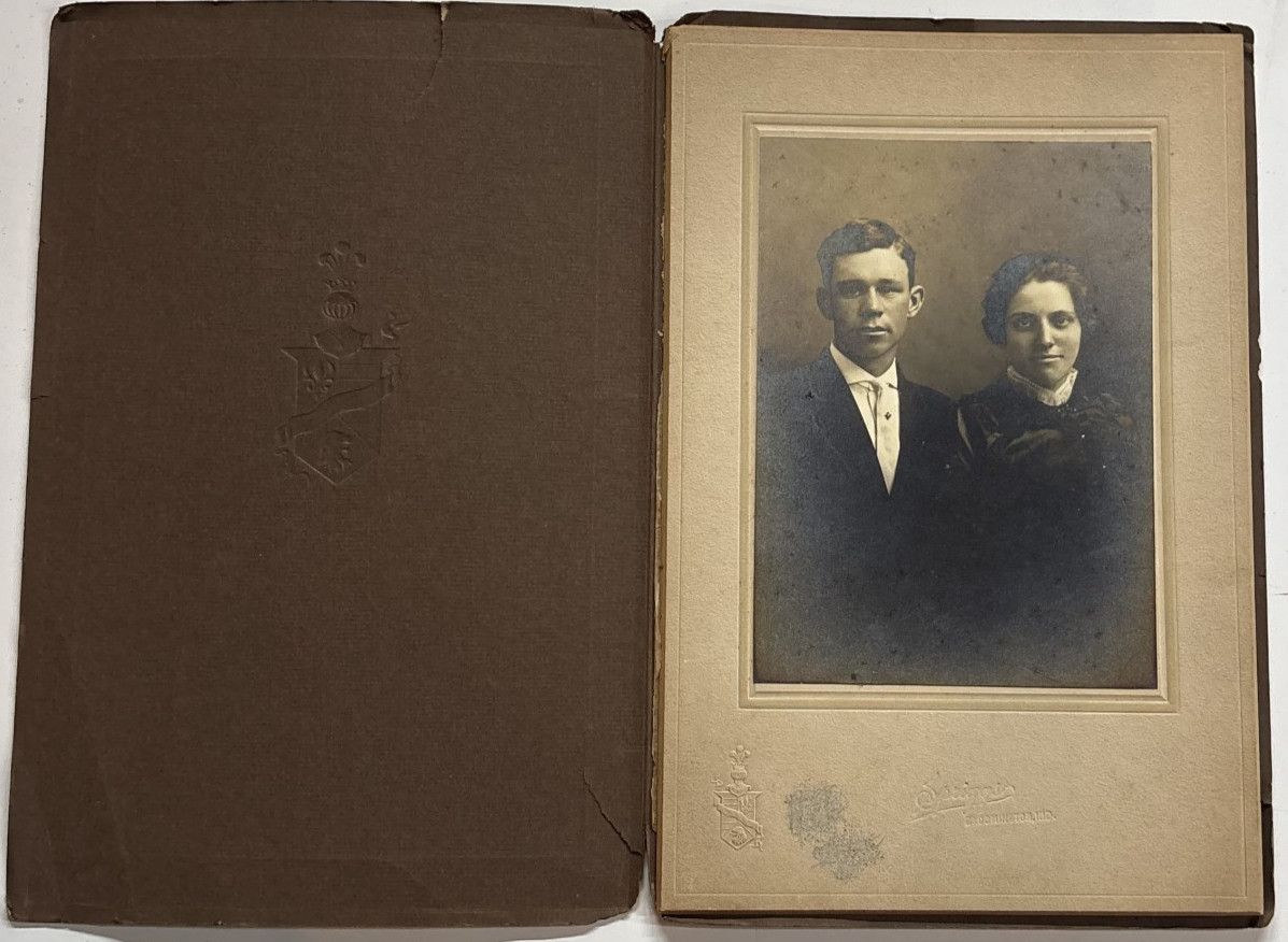 Vintage Early 1900s Antique Photo Folder Portrait Man & Woman Edwardian Fashion Vintage Early 1900s Antique Photo Folder Portrait Man & Woman Edwardian Fashion