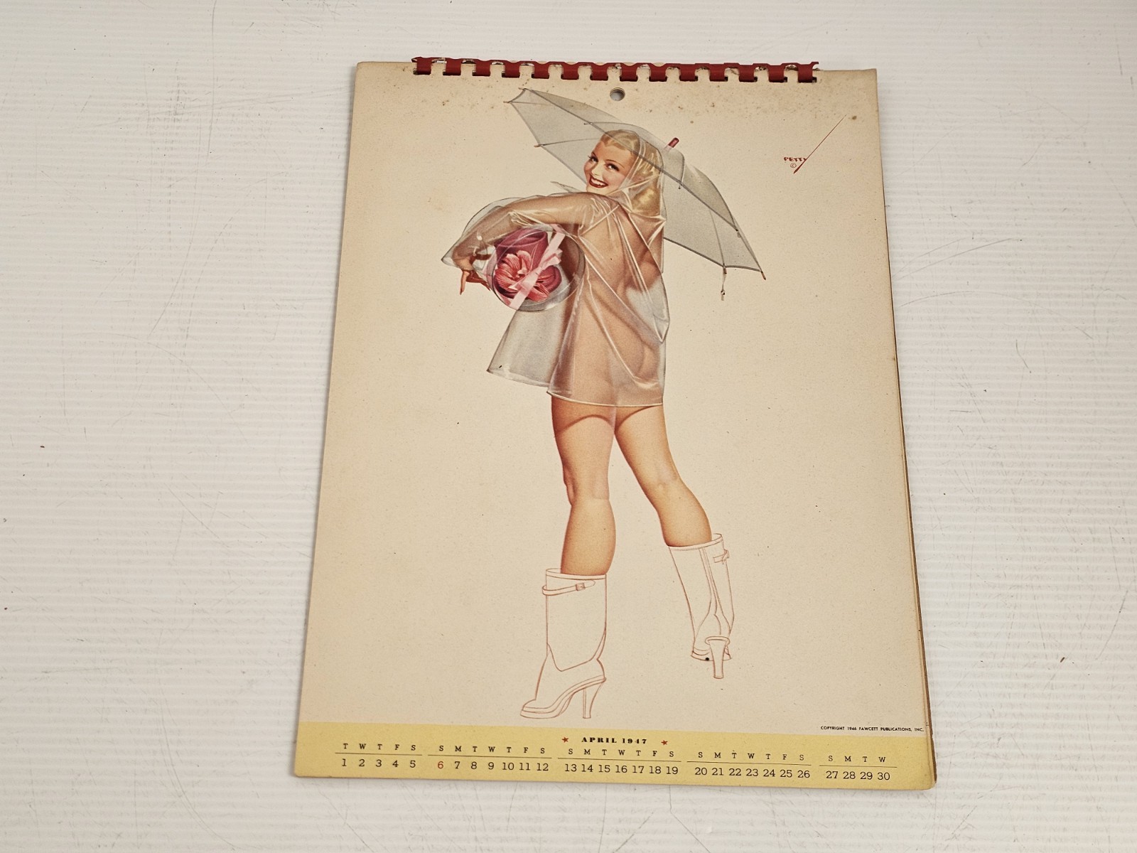 1947 George Petty Girl Pin-Up Calendar 8 Pages Fawcett True Magazine Incomplete