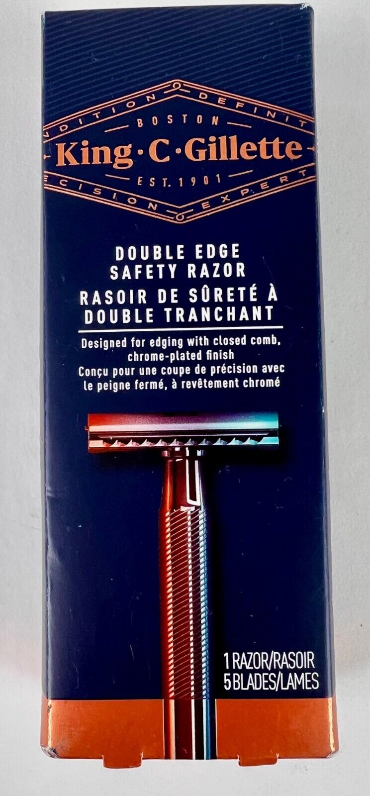King C. Gillette Men's Double Edge Safety Razor + 5 Refill Blades