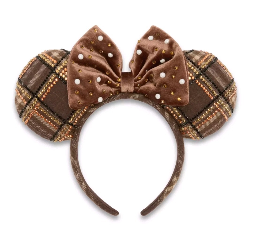 Baublebar Disney Minnie Mouse Plaid Ear Headband Brown NWT's Fall Halloween RARE