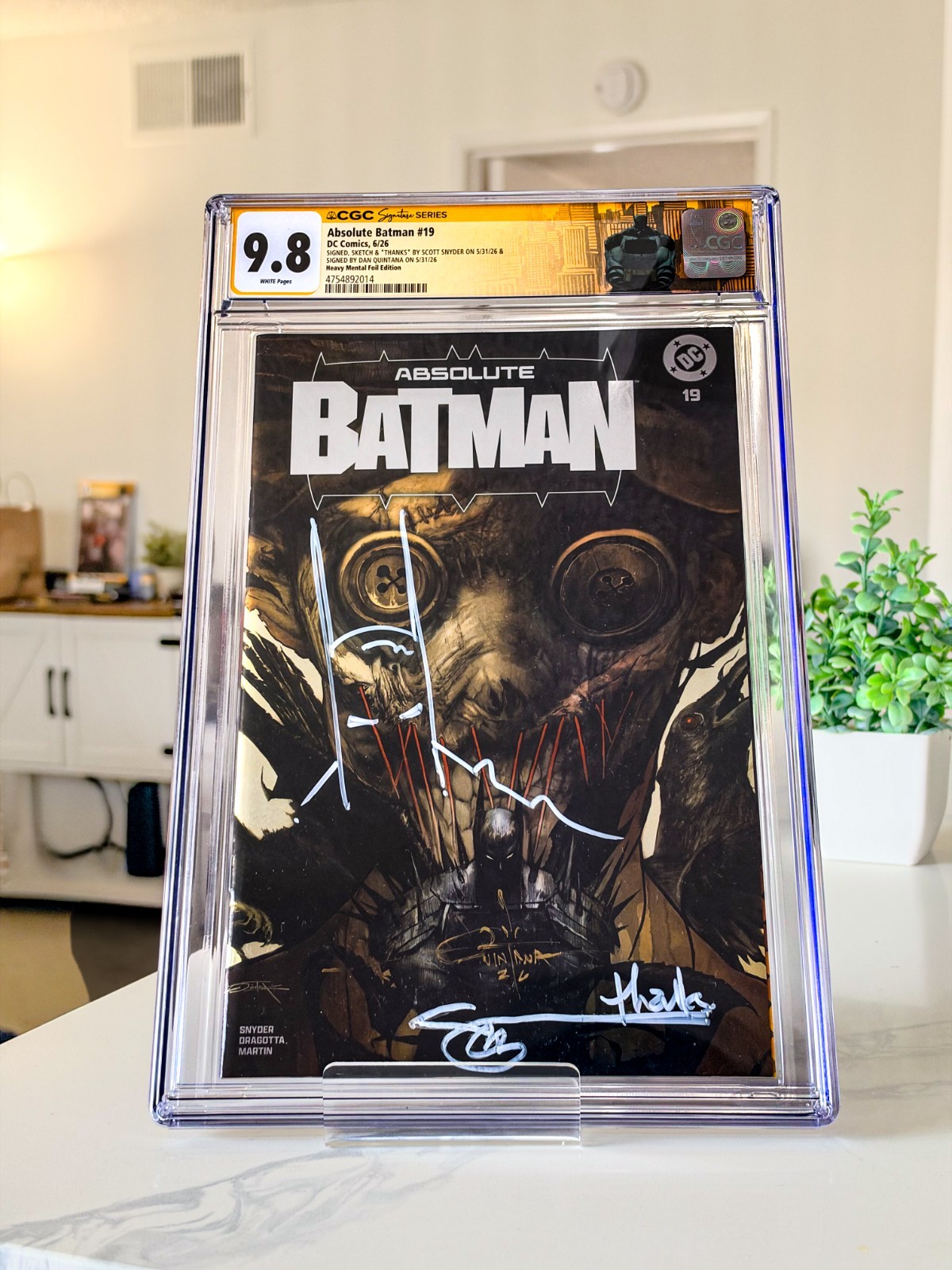 Absolute Batman #19 2x Signed Remark Thanks Scott Snyder Dan Quintana CGC 9.8 Absolute Batman #19 2x Signed Remark Thanks Scott Snyder Dan Quintana CGC 9.8