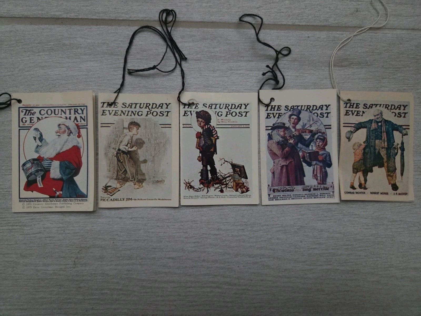 Vtg Norman Rockwell Christmas Gift Tags Lot of 5 Dave Grossman Post Covers 1970s