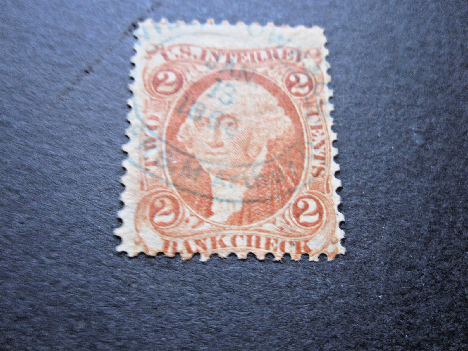 vTg 1868 Bank stamp SON cancel early McArthur Ohio Will Brown &Co Vinton 1 year