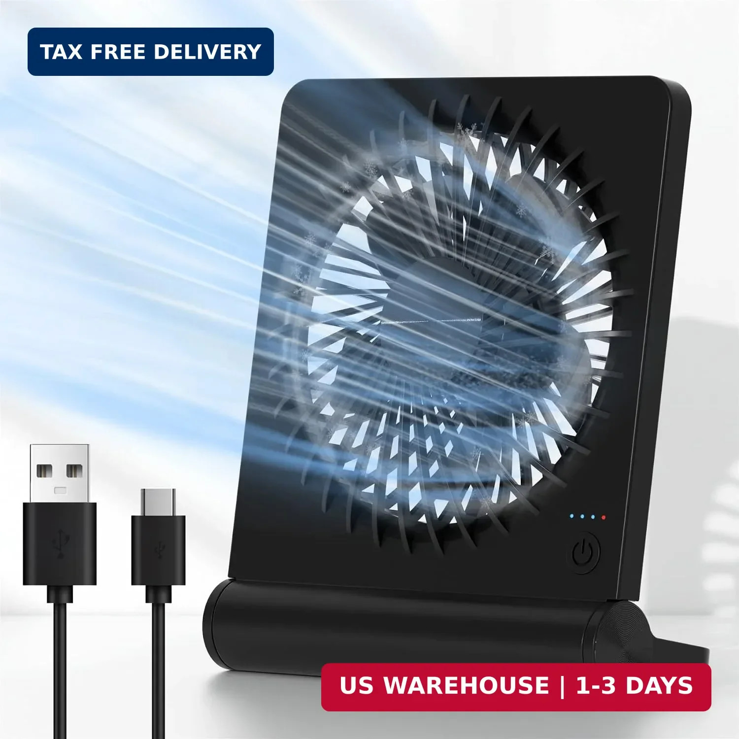 Desk Fan USB Powered with 3 Speeds Adjustable Strong Wind, Ultra Quiet Mini Pers Desk Fan USB Powered with 3 Speeds Adjustable Strong Wind, Ultra Quiet Mini Pers