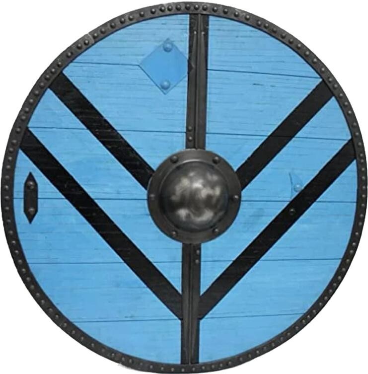 Handmade Wooden Viking Round Blue Shield For Battle And Home Decoration Handmade Wooden Viking Round Blue Shield For Battle And Home Decoration