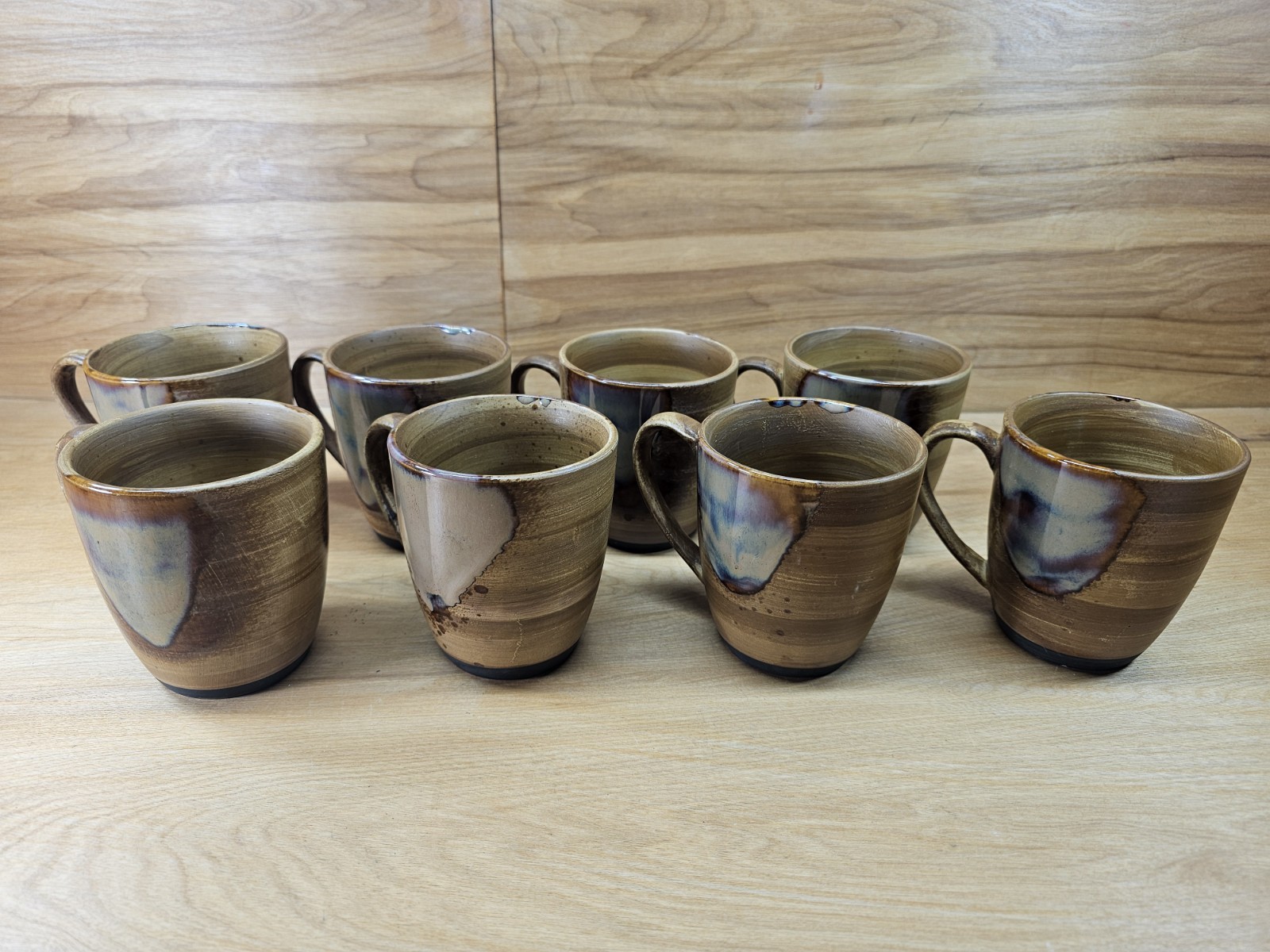 Sango Splash 4951 Brown Drip Glazed Coffee Mugs SET OF 8 EXC.COND 
