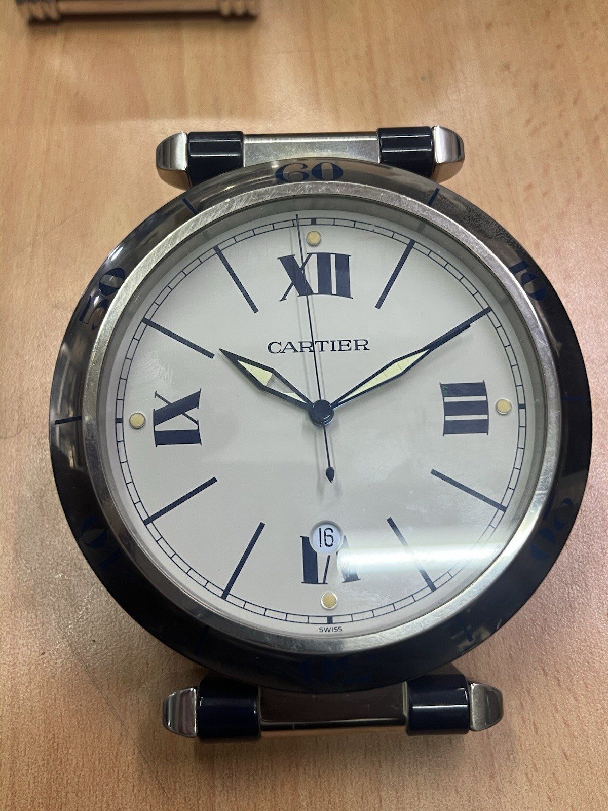 Must de Cartier pasha statement desk clock Original 100% Working Used Must de Cartier pasha statement desk clock Original 100% Working Used