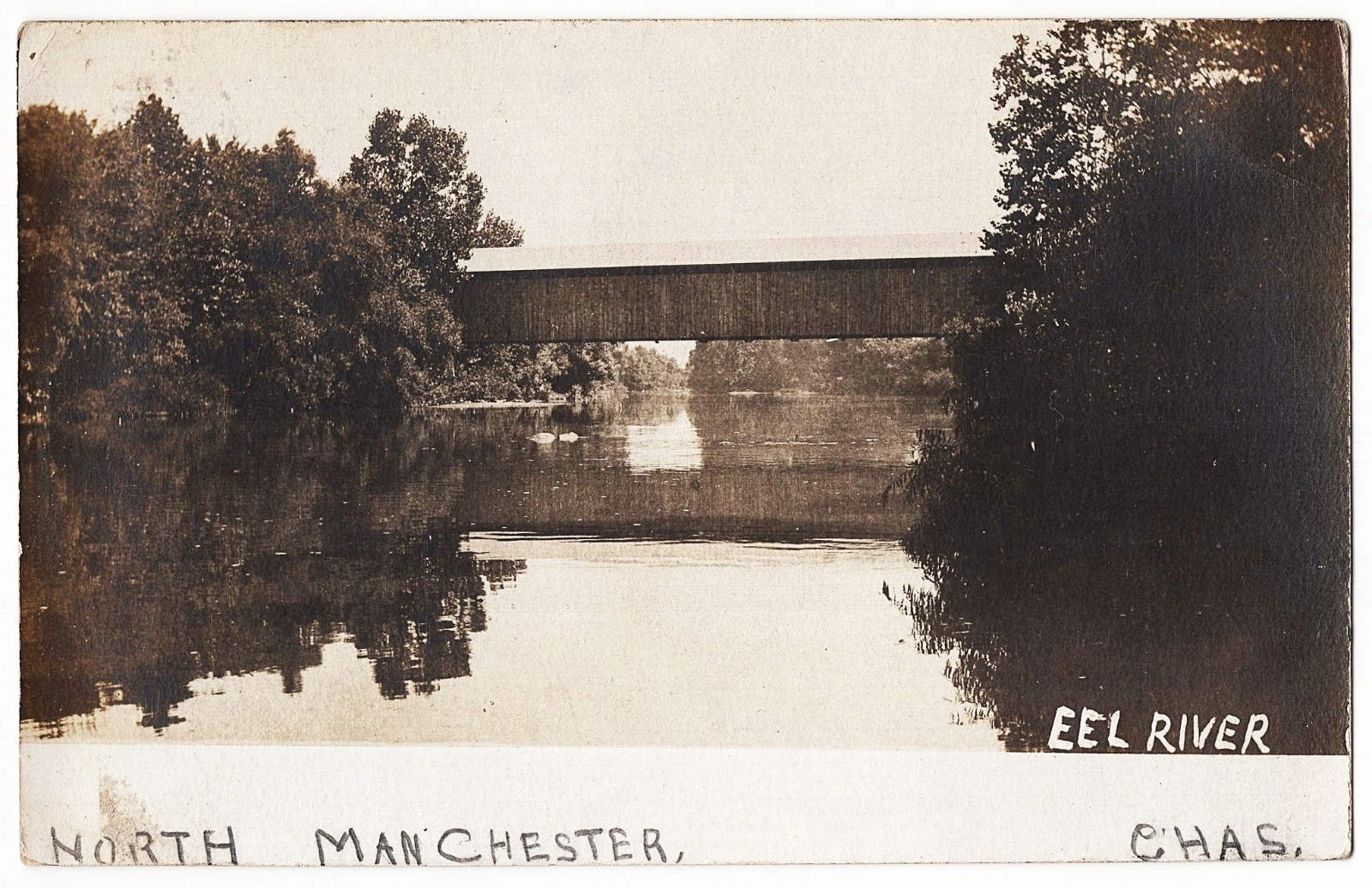 real photo North Manchester IN - Covered Bridge mailed antique postcard RPPC real photo North Manchester IN - Covered Bridge mailed antique postcard RPPC