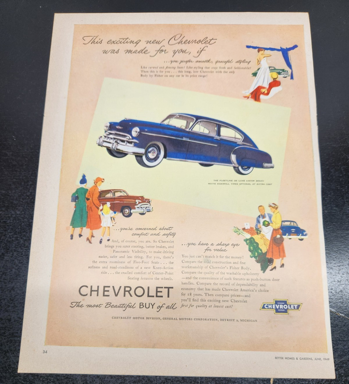 1949 VTG Better Homes & Garden Chevrolet  Advertisement- 11 x 13