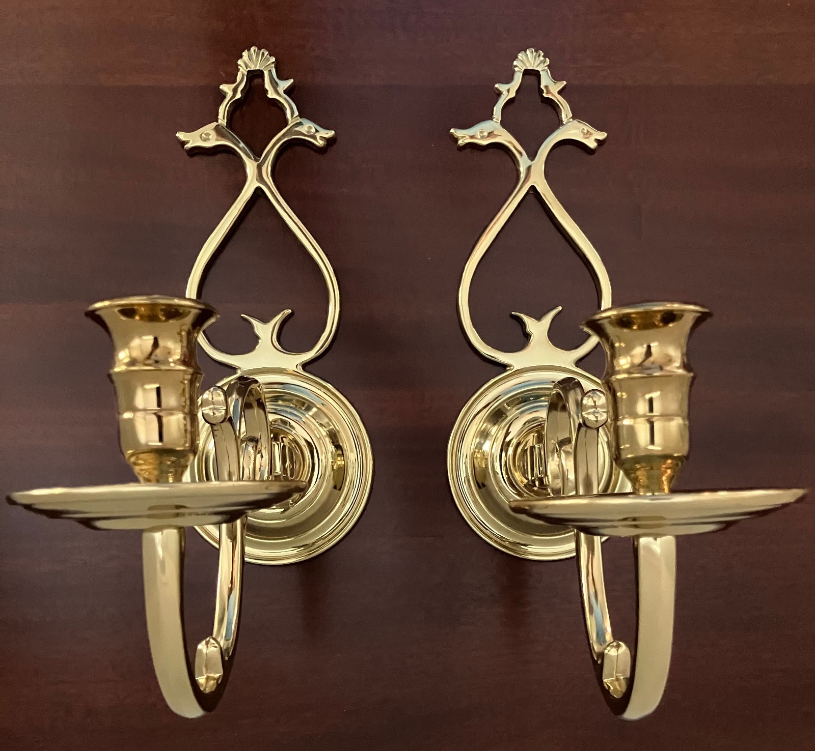 2 Colonial Williamsburg Virginia Metalcrafters Brass Wall Sconces, original box