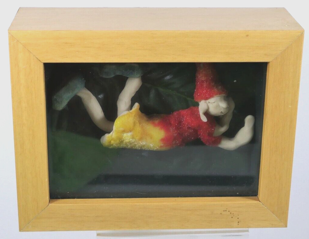 Nancy Willard Whimsical Clay Figure Forest Motif in Display Box signed