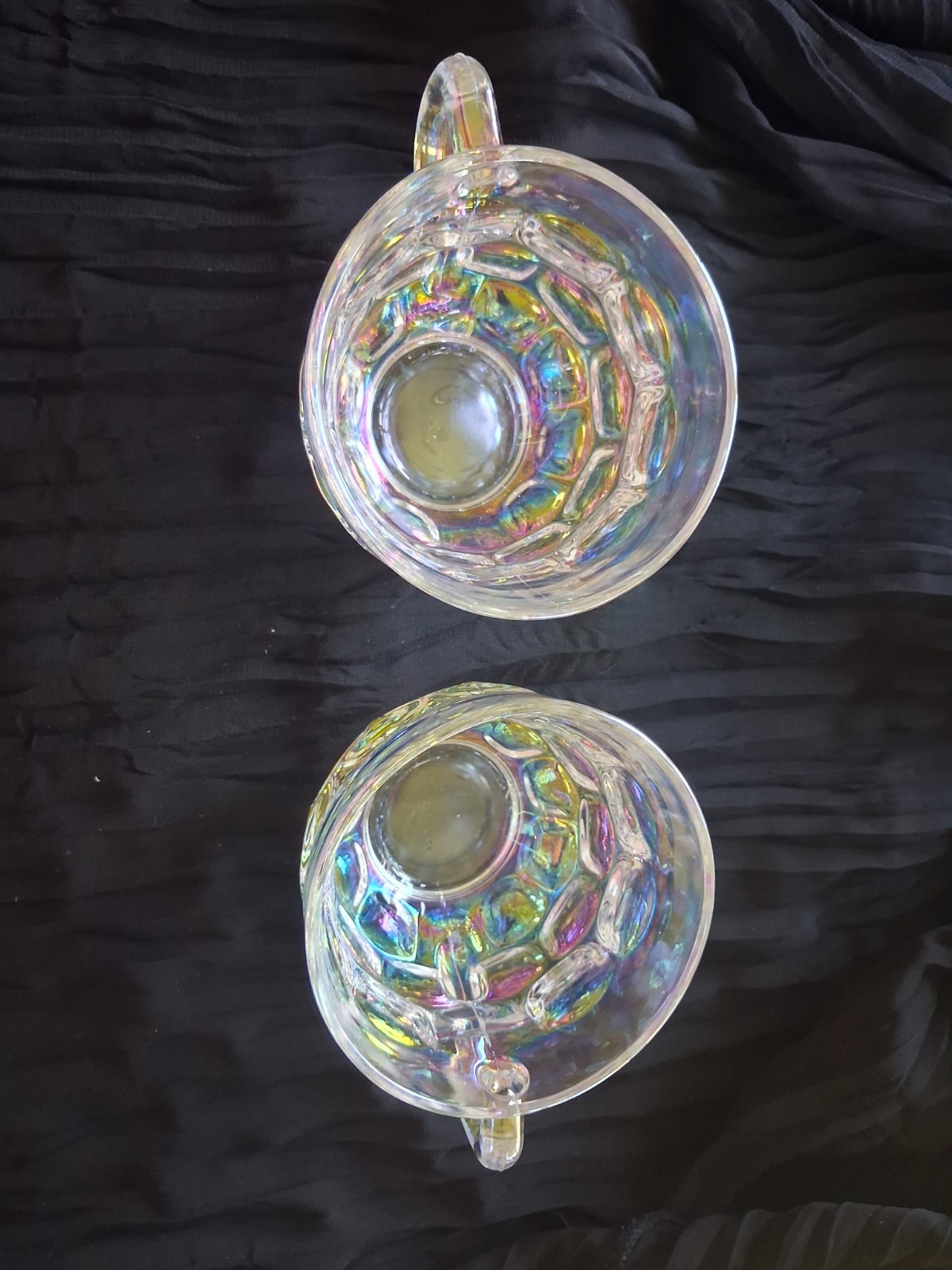 3 Vintage 1960s Federal Glass Iridescent Yorktown Punch Cup Thumbprint