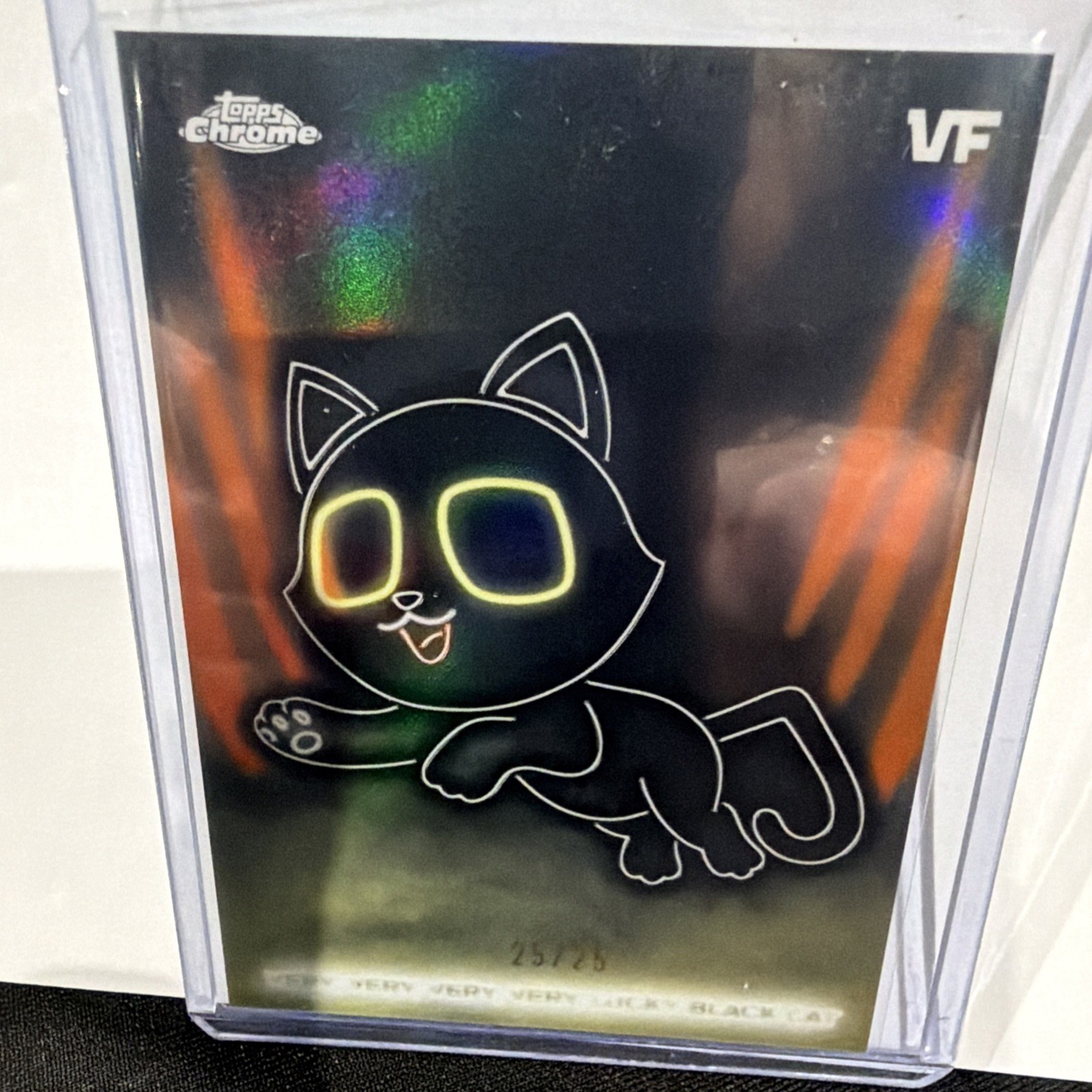 2026 Topps Chrome VeeFriends Very Lucky Black Cat Neon Orange #NE-7  25/25