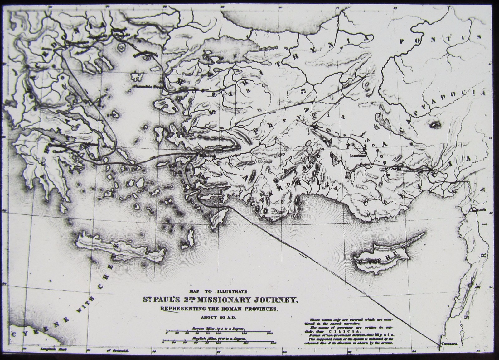 Glass Magic Lantern Slide MAP OF ST PAULS 2ND MISSIONARY JOURNEY C1900 Glass Magic Lantern Slide MAP OF ST PAULS 2ND MISSIONARY JOURNEY C1900