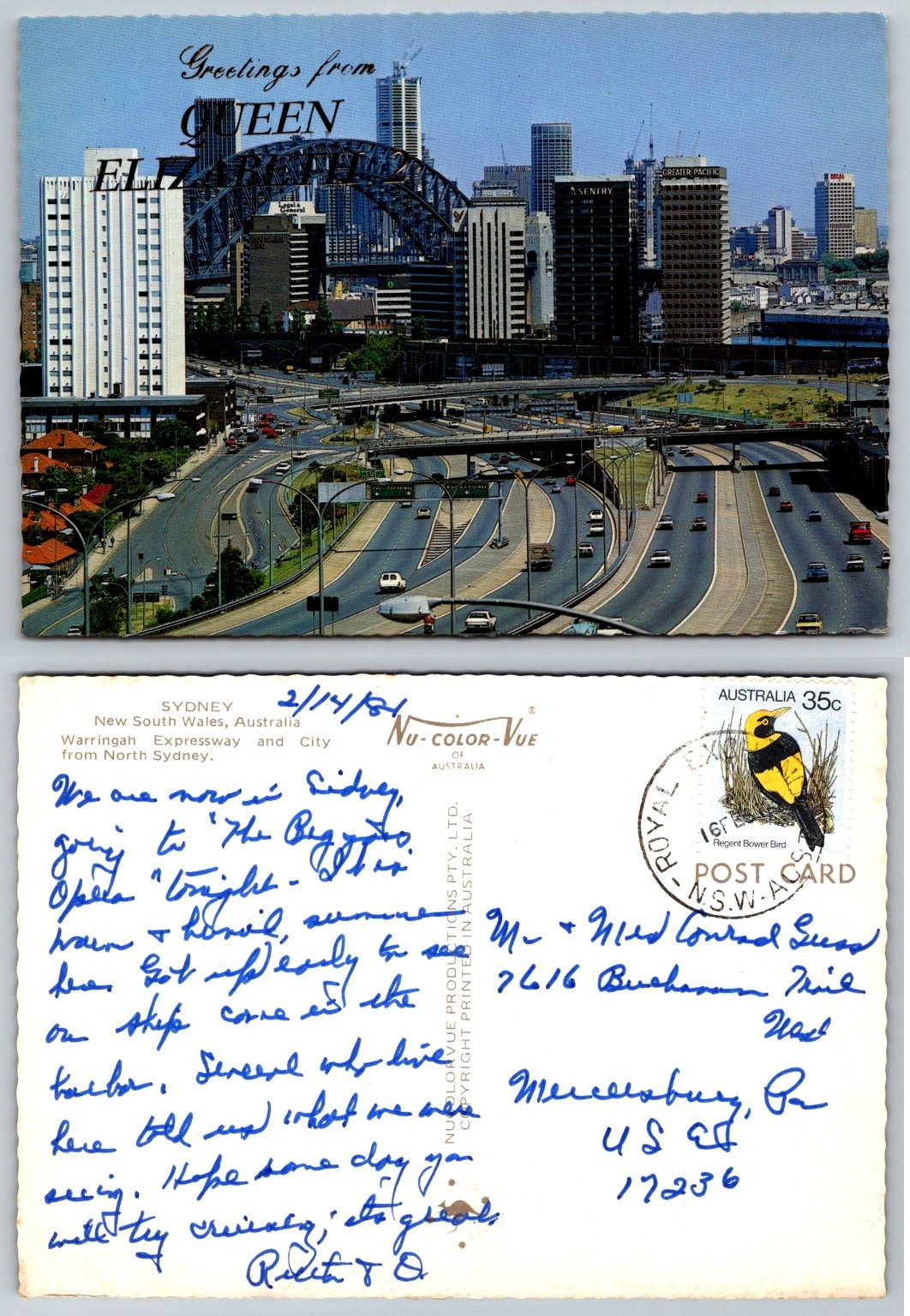 1981 Sydney Australia Warringah Expressway City View Postcard Chrome Posted