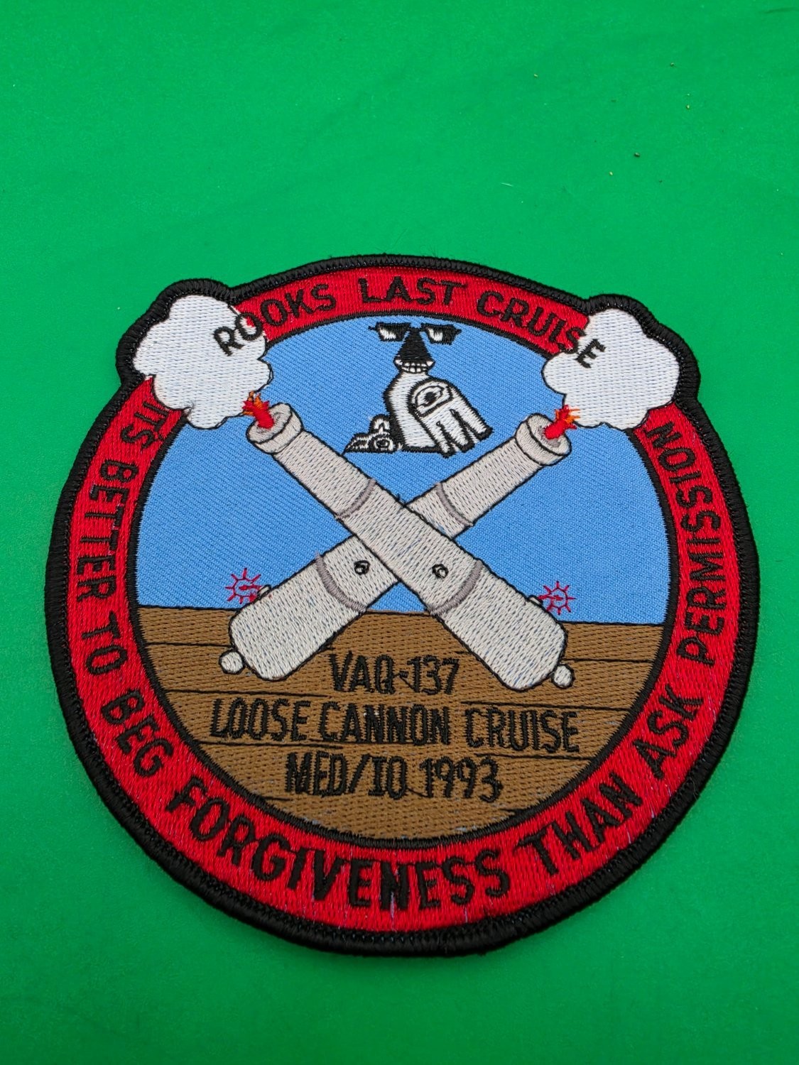 US Navy VAQ-137 Rooks Last Cruise Loose Cannon Med/IO 1993 Military Patch