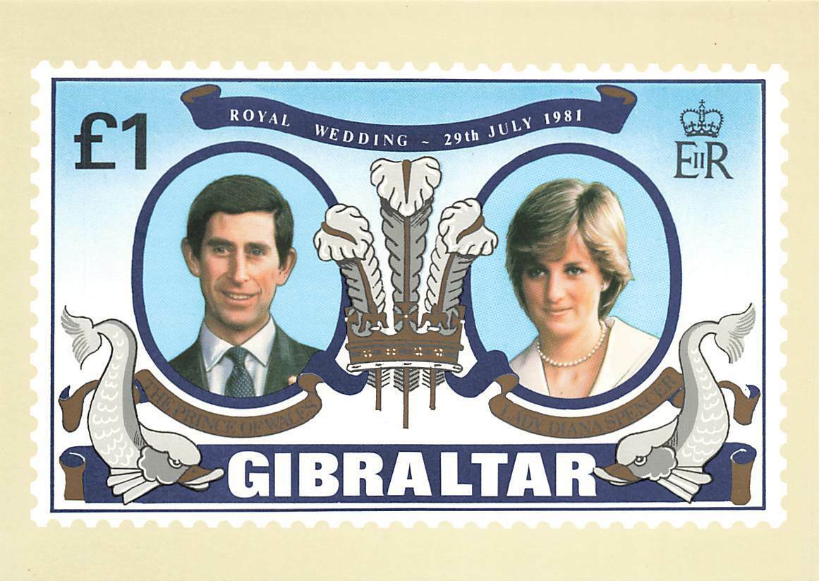 Gibraltar PHQ Postcard 1981 Royal Wedding, Charles & Diana WR6