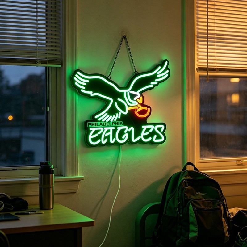 US STOCK Philadelphia Eagles Vivid LED Neon Sign With Dimmer USB Powered Decor