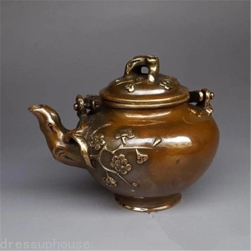 Chinese Copper Crafts Plum Blossom Teapot Antiques Miscellaneous Ornaments