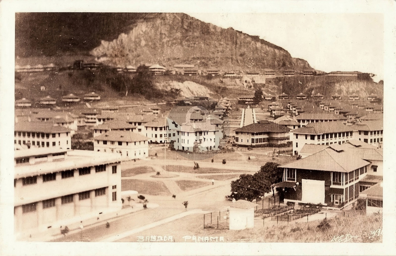 Balboa Panama Canal Zone Hill View U.S Admin Buildings 1930s RPPC Postcard COPY