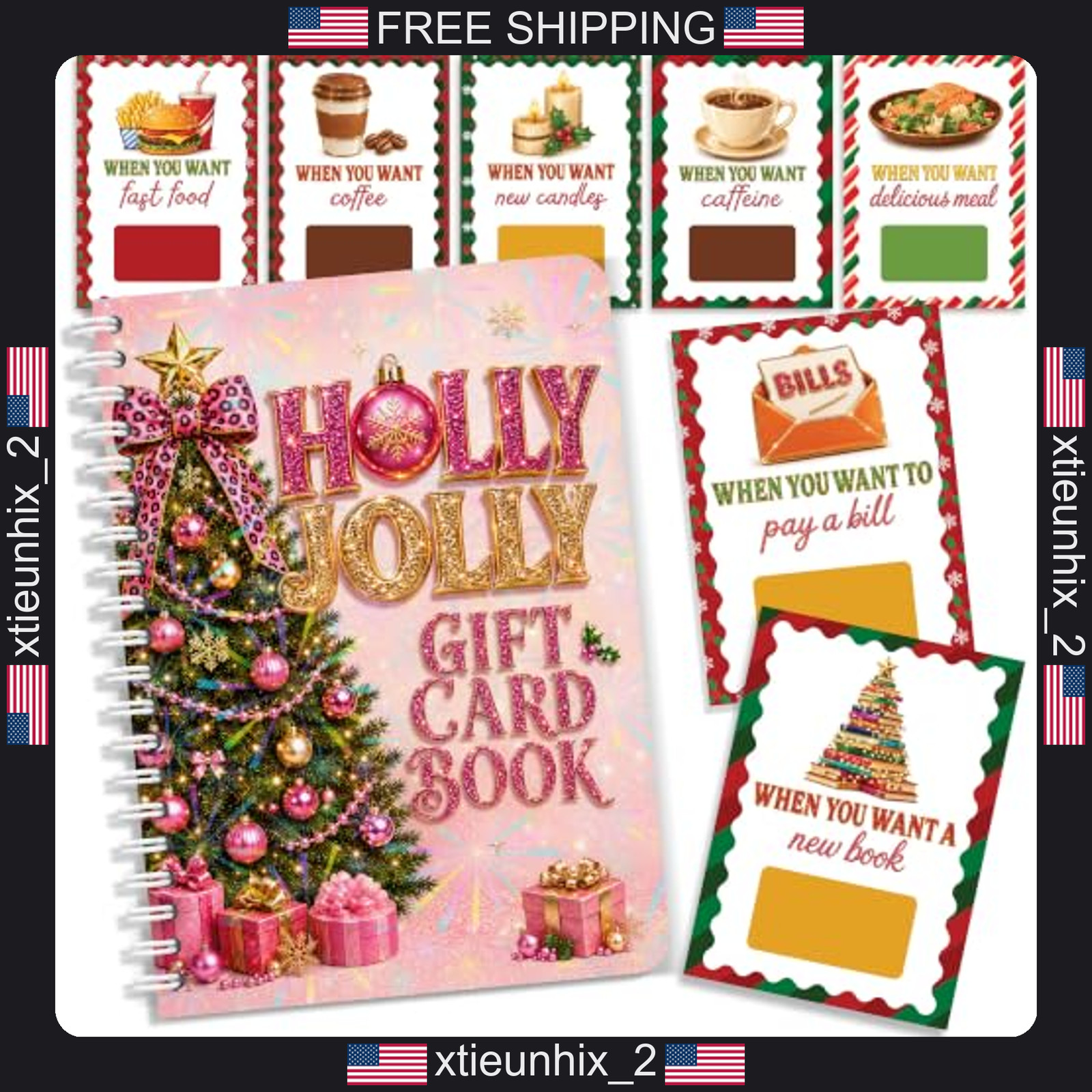 Christmas Gift Card Holder Book for Teens, Adults, Kids, 20 Holiday Pages