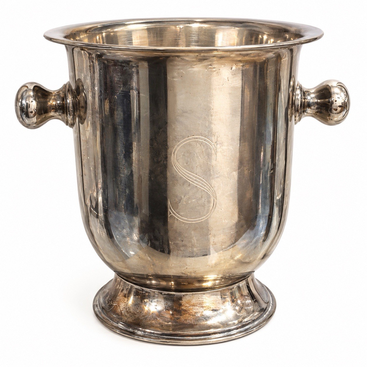 Vintage Silverplate Champagne Wine Ice Bucket Cooler Monogram S