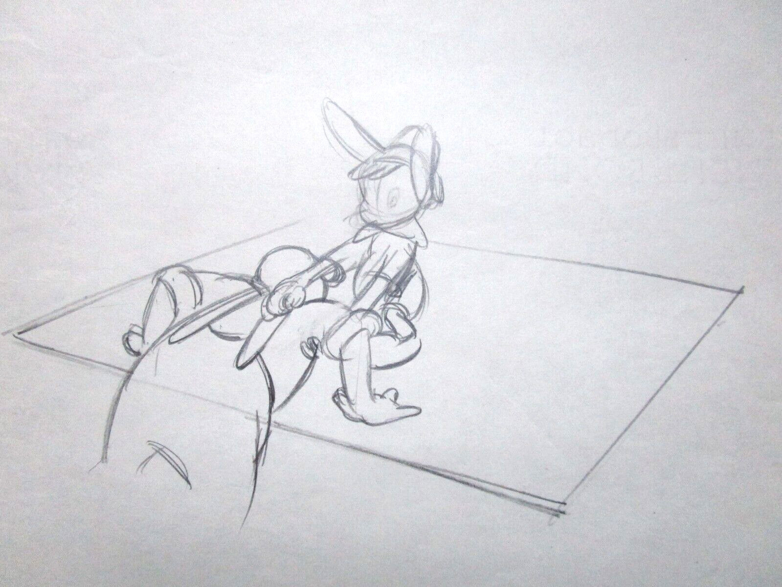1940 PINOCCHIO GEPETTO RAFT WALT DISNEY ORIGINAL PRODUCTION cel DRAWING