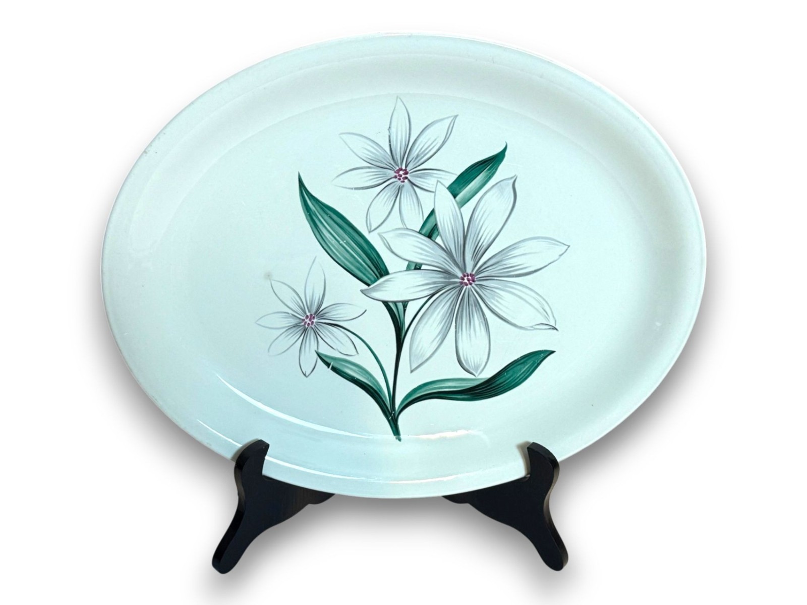 Vintage Homer Laughlin Debutante Oval Serving Platter White Floral 14 Inch