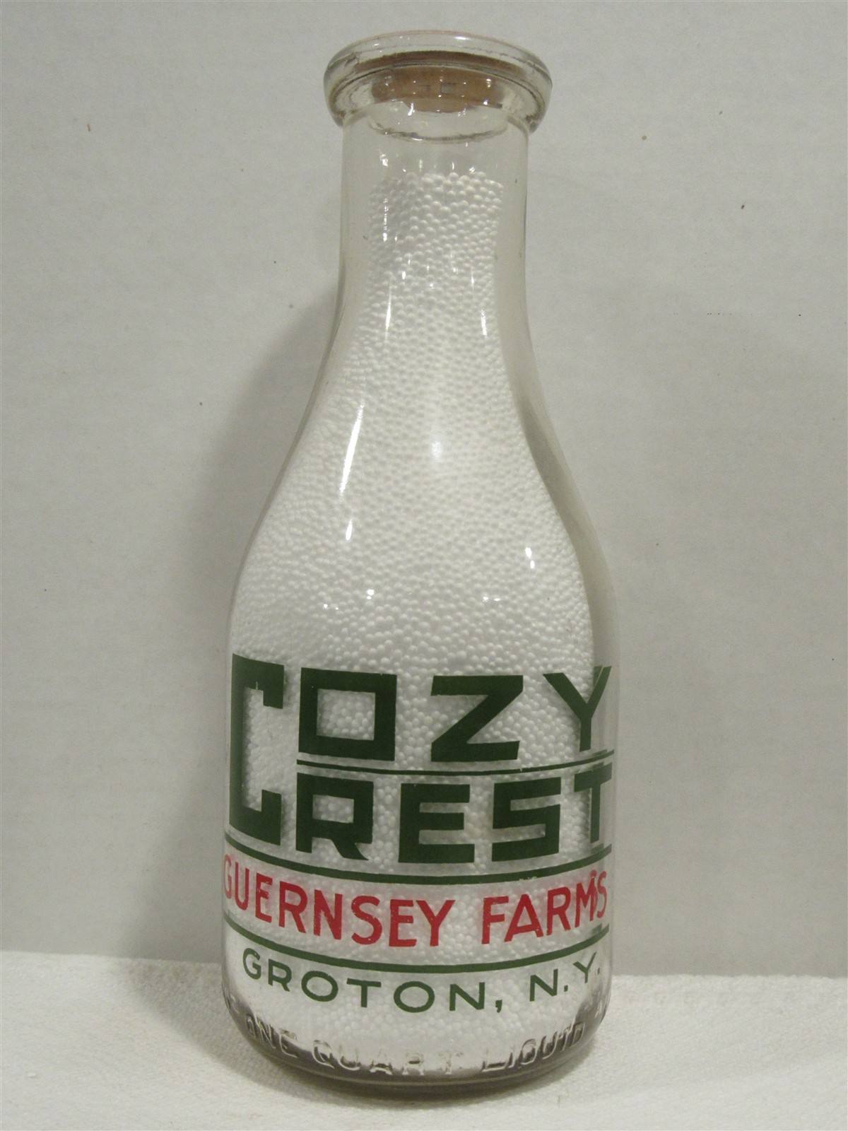 TRPQ Milk Bottle Cozy Crest Guernsey Farms Dairy Farm Groton NY TOMPKINS CO 1942