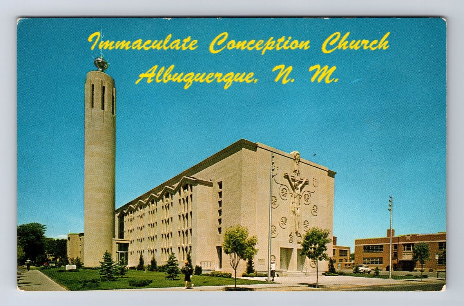 Albuquerque NM-New Mexico, Immaculate Conception Church, Vintage Postcard