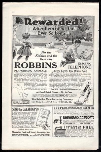 Robbins Electric Telephone 1919 print AD *Rewarded After Bein’ Good for So Long