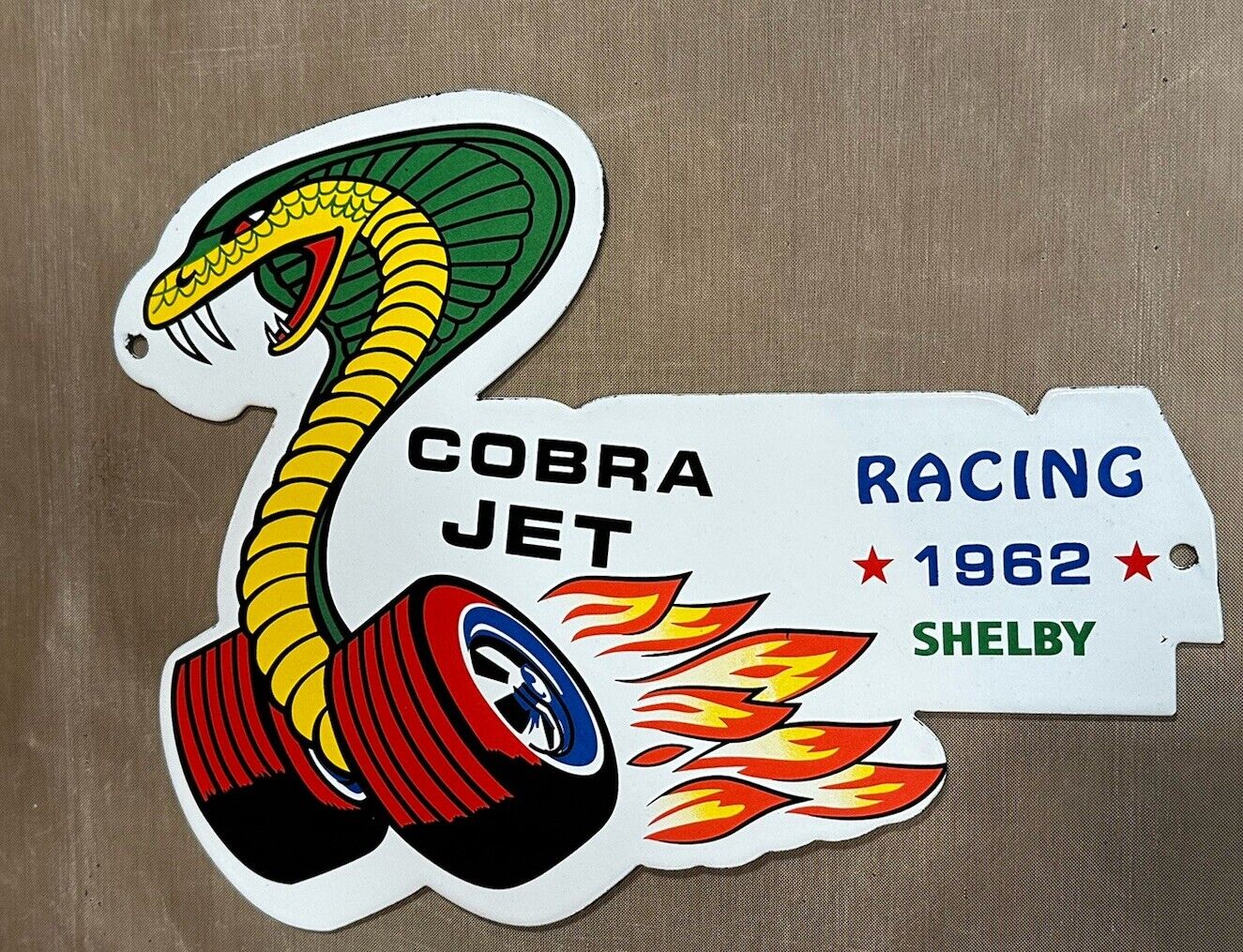 Vintage Style Cobra ford  Shelby Jet Die-cut Enamel Gasoline Porcelain Gas Sign