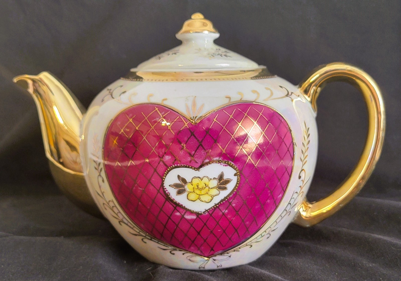 Vintage Del Coronado Nasco Japan Teapot Iridescent Gold Trim Lustreware