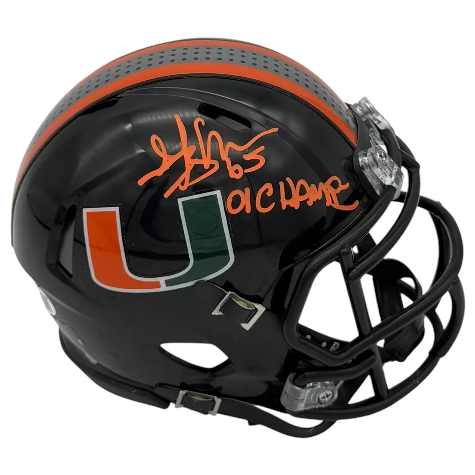 Martin Bibla Autographed Miami Hurricanes (Black Nights Gloss) Mini Helmet w/ \