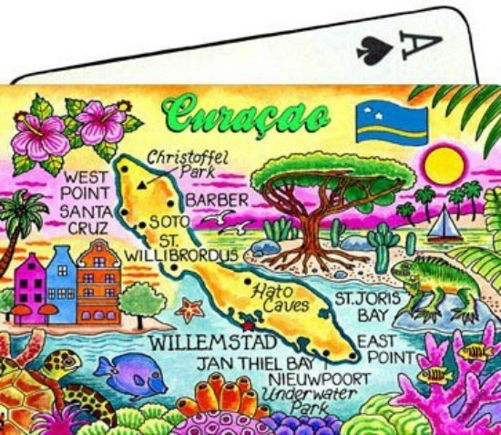 CURACAO NETHERLANDS ANTILLES MAP CARIBBEAN COLLECTIBLE SOUVENIR PLAYING CARDS