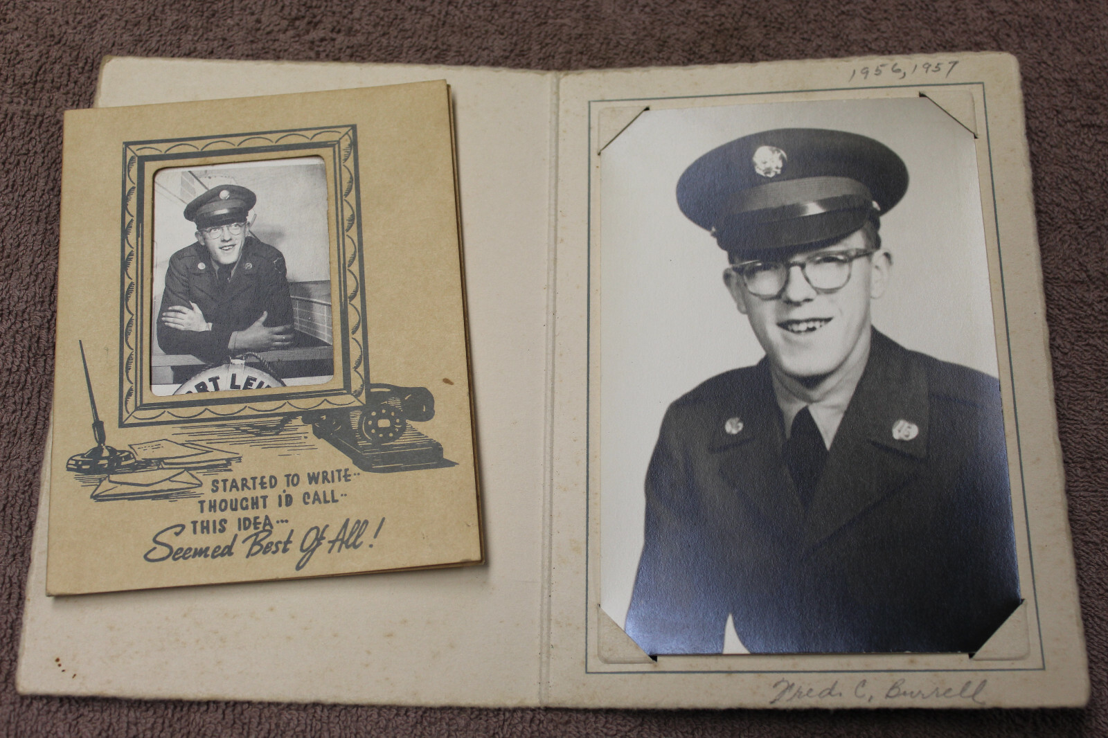 Two Original 1956-1957 d. Studio Photographs of an Identified U.S. Army Soldier