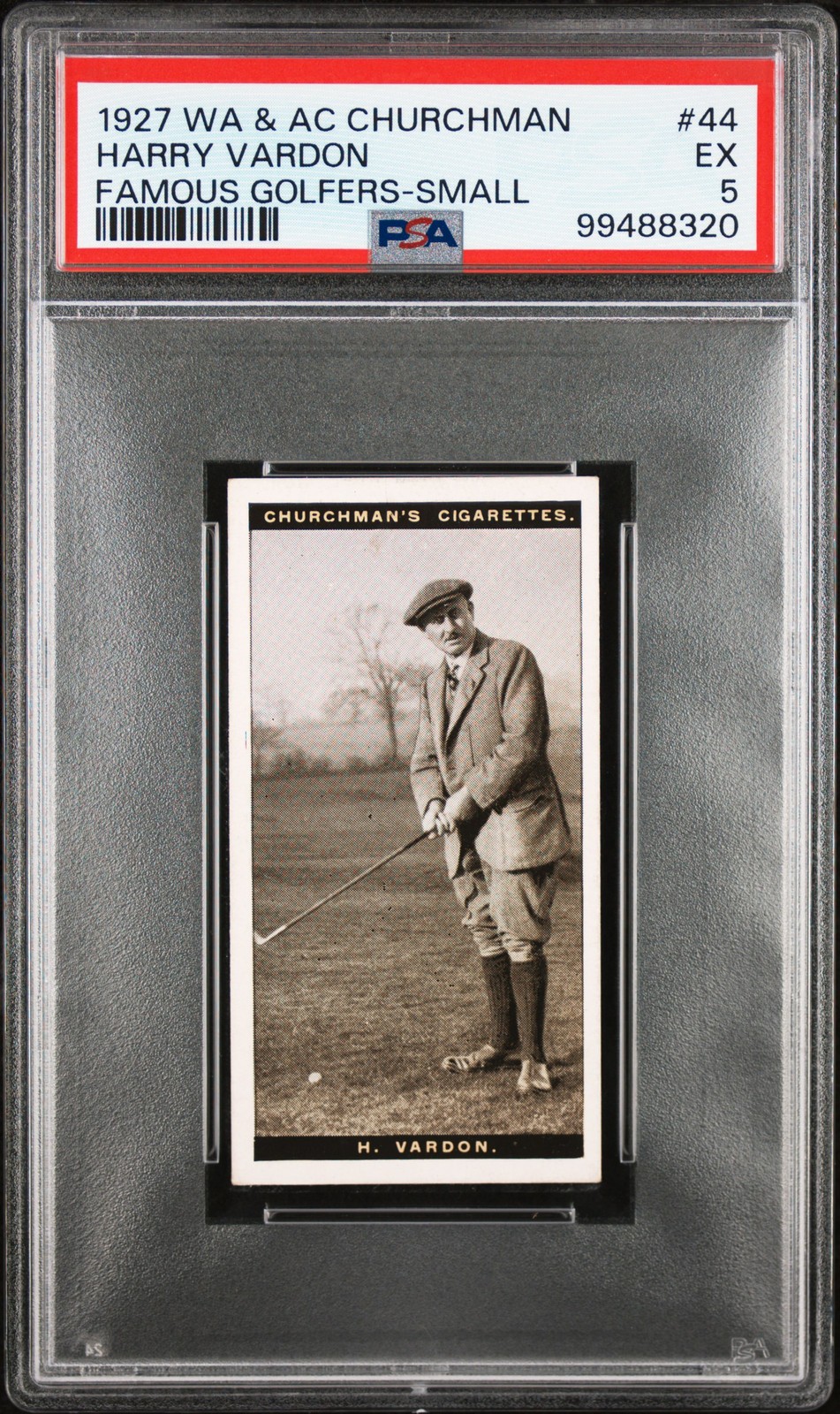 1927 W.A. & A.C. CHURCHMAN FAMOUS GOLFERS-SMALL #44 HARRY VARDON PSA 5