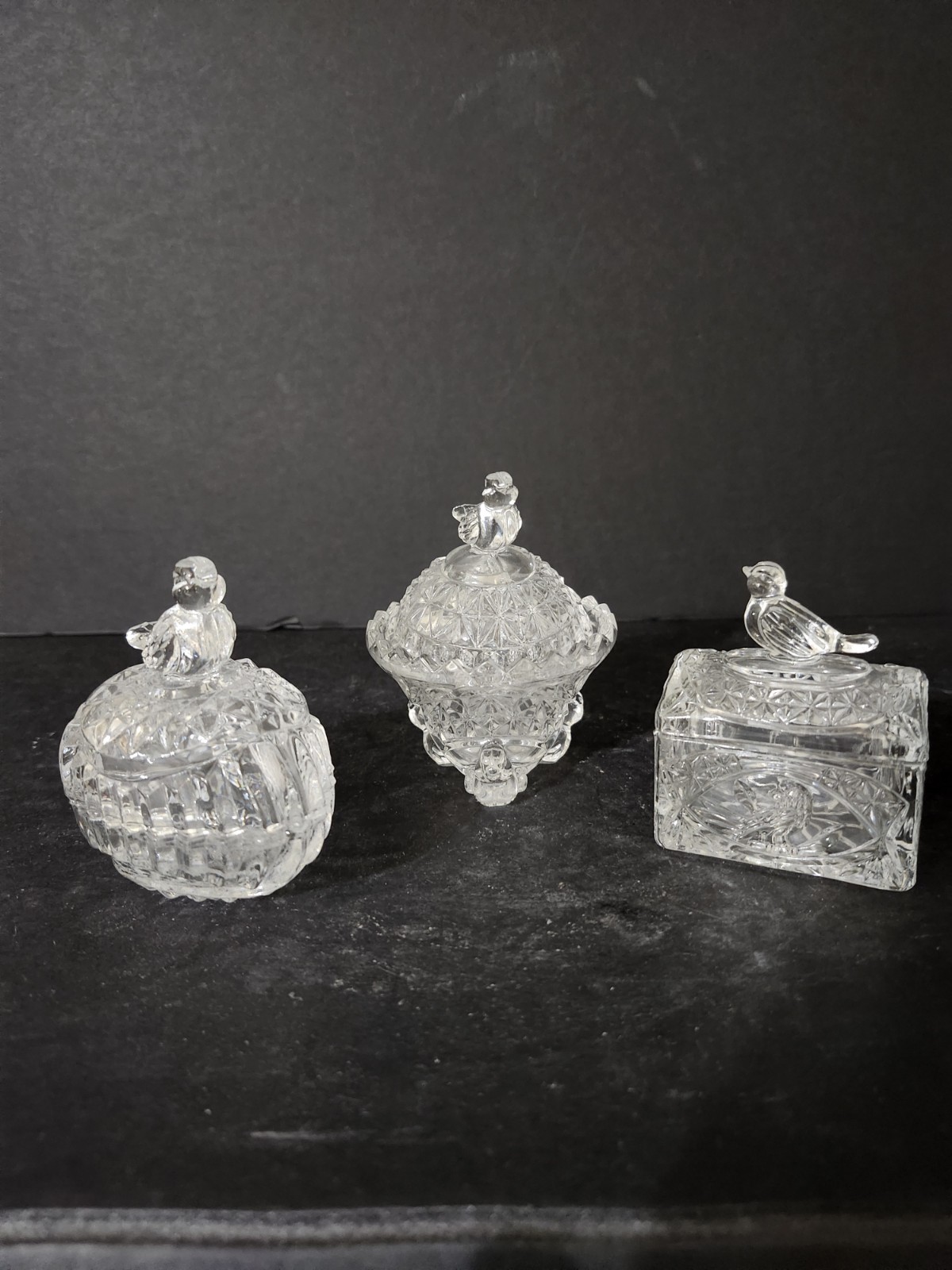 3 Set VTG HOFBAUER BYRDES Crystal Trinket Boxes Bird, W. Germany Mid-late 1900s 3 Set VTG HOFBAUER BYRDES Crystal Trinket Boxes Bird, W. Germany Mid-late 1900s