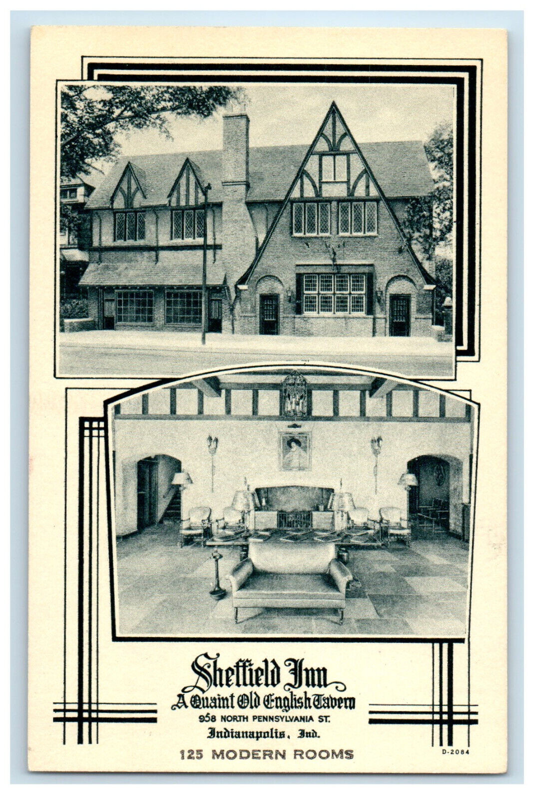 c1940s Sheffield Inn, A Quaint Old English Tavern Indianapolis IN Postcard